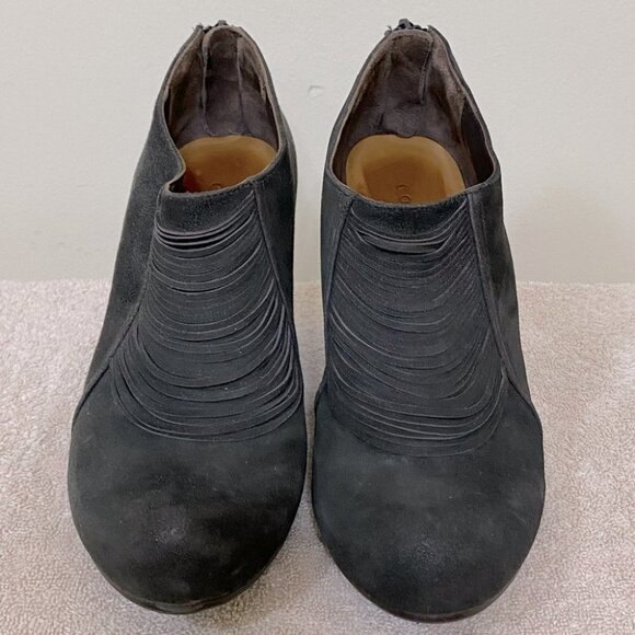 COCLICO Brown Suede Wedge Ankle Booties With Fringe Detail 37 - Picture 3 of 12